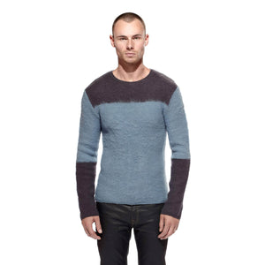 THE MERINO WOOL BLOCK SWEATER - SLATE/STEEL