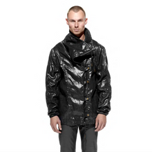 Load image into Gallery viewer, THE COATED LINEN CONVERTIBLE JACKET - BLACK